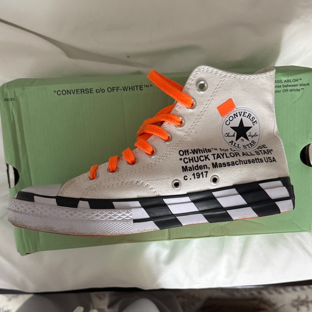 Converse Off-White and Orange High-Tops